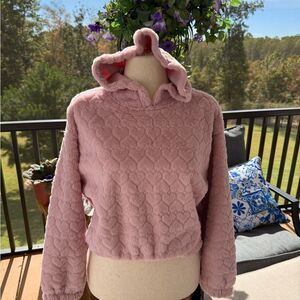 No Boundaries Pink Heart Fuzzy Hoodie and Draw string pants NWT